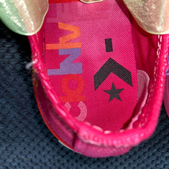 Custom Fuchsia Converse All Star Sneakers with Rainbow Platform - Picture 9 of 11